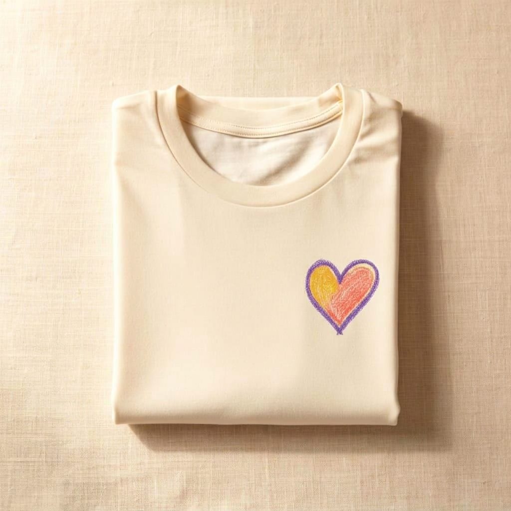 Heart Tee in Natural — close-up detail 1
