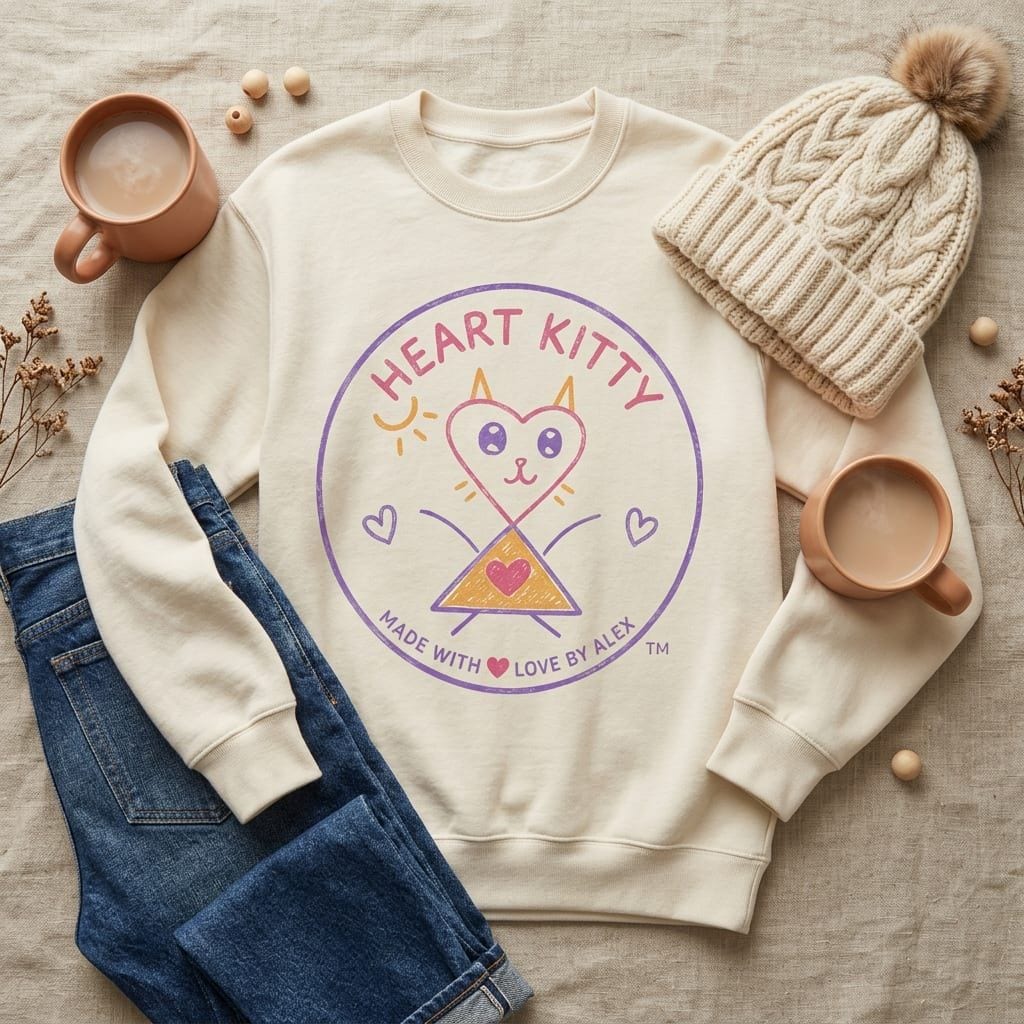 Made With Love Crewneck in Natural — close-up detail 3